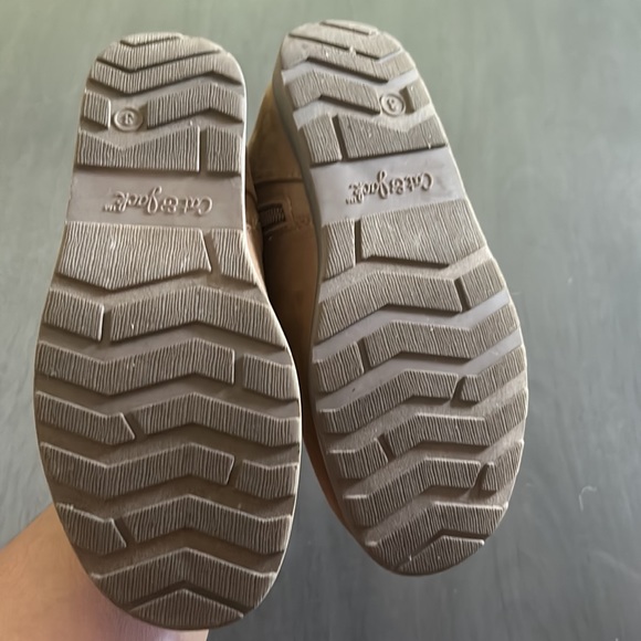 🌖 Cat & Jack size 8 tan faux suede faux fur trimmed ankle boot - Picture 8 of 8